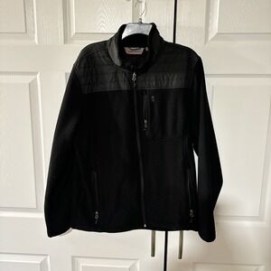 Free Country Grid Fleece Jacket Mens Size L  Full Zip Pockets Black